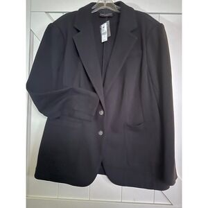 NWT Lane Bryant Black Classic Two Button Blazer Jacket Size‎ 16 Cotton Blend NEW